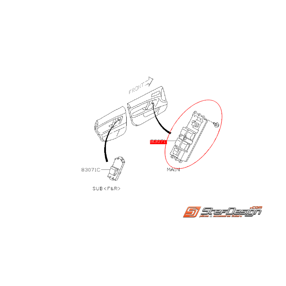 Bouton lèvre-vitre côté conducteur SUBARU Legacy 2003