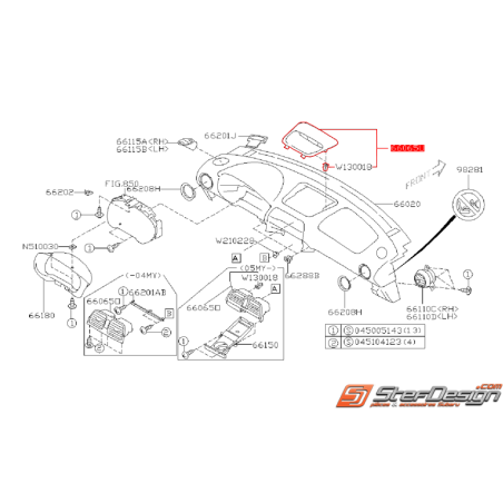 Console centrale origine subaru WRX/STI 01-07 