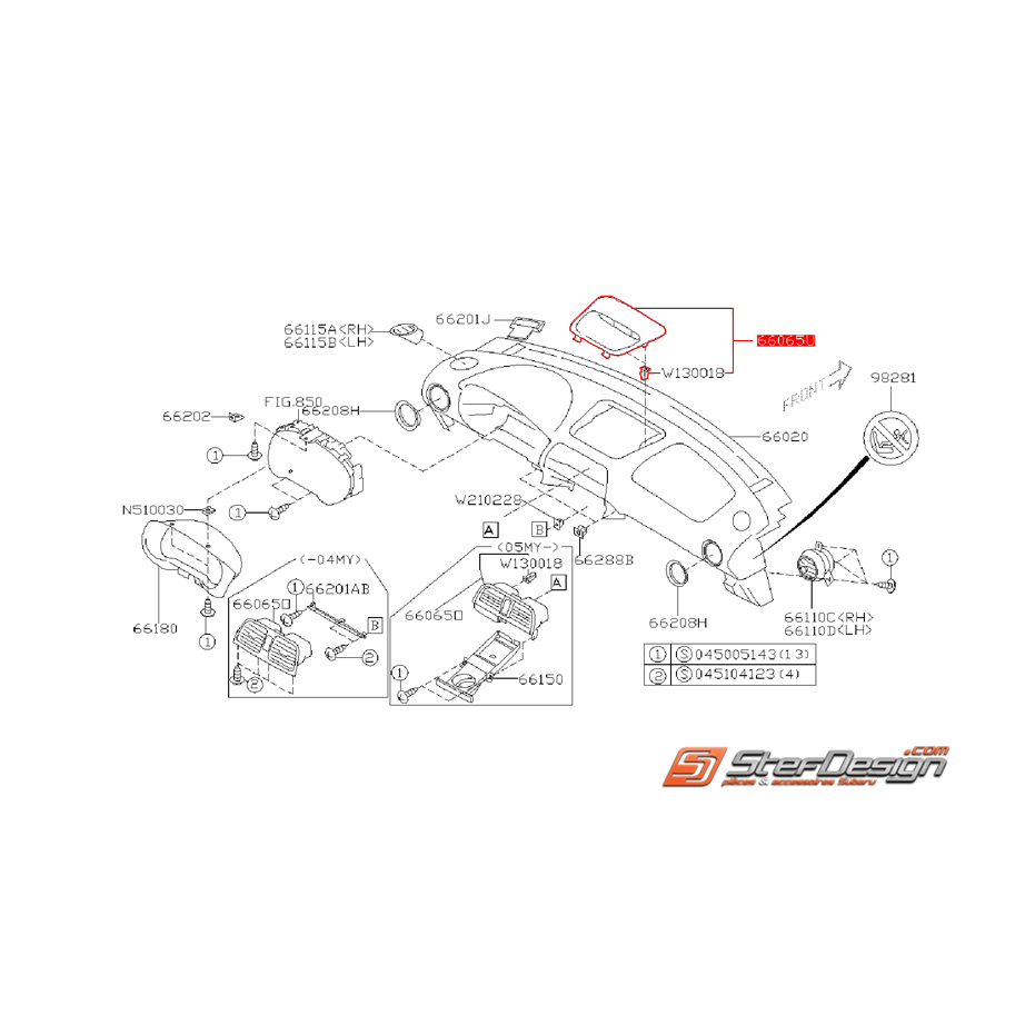 Console centrale origine subaru WRX/STI 01-07 