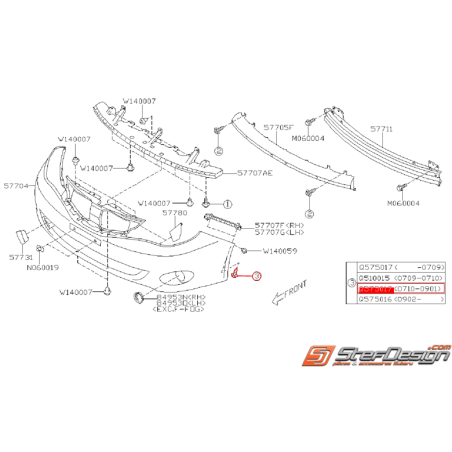 Vis pare choc arrière et avant STI 10-14 WRX 08 au 01/09 