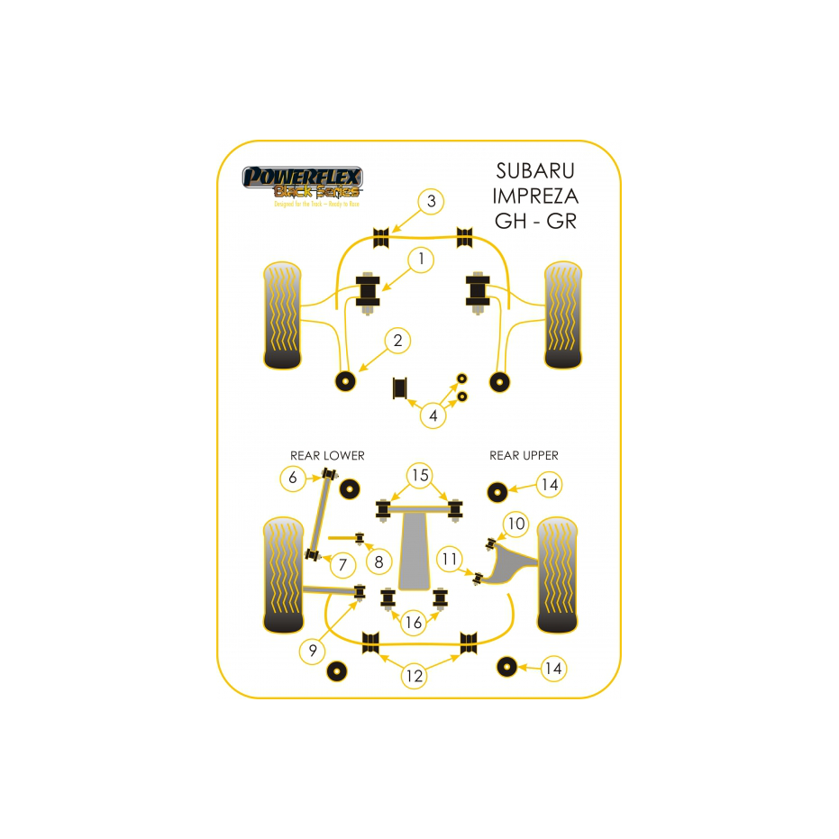 Silent bloc avant du triangle arrière supérieur powerflex WRX/STI 08-14 Silent bloc avant du triangle arrière supérieur powerflex WRX/STI 08-14