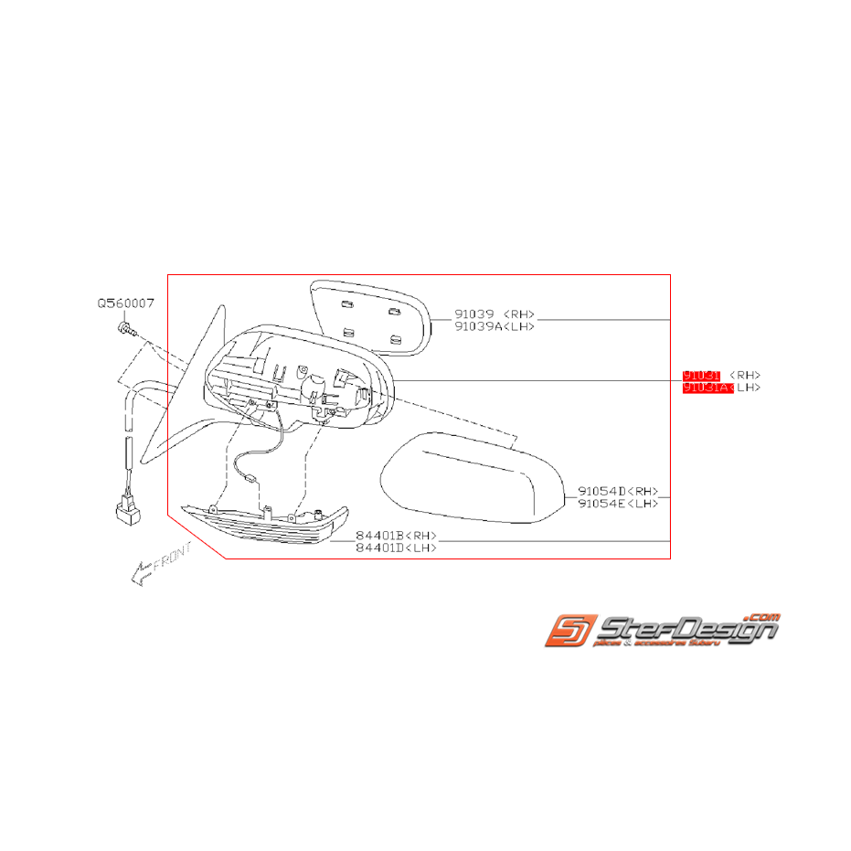 Rétroviseur argent brillant Legacy 2003