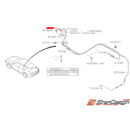 Poignée d'ouverture coffre IMPREZA GT 93-00 WRX/STI 01-07