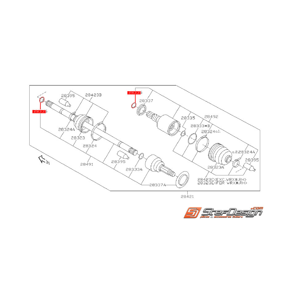 Circlips de cardan arrière STI 08-14