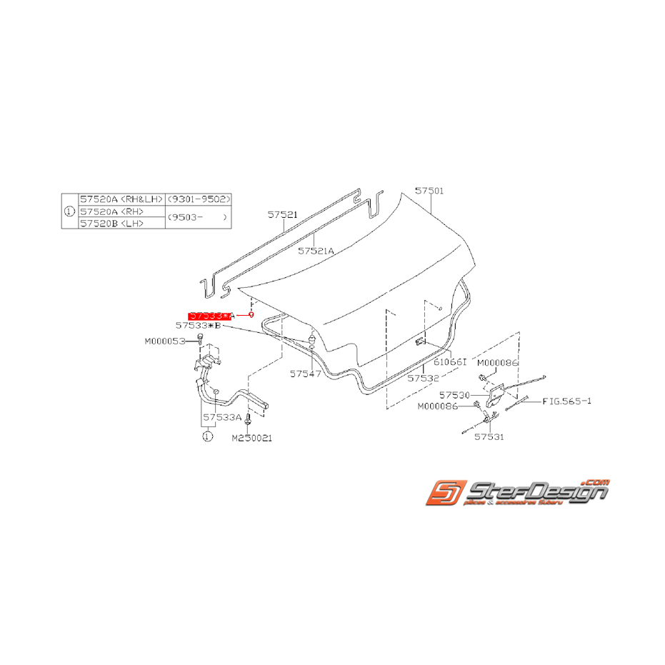 Butée caoutchouc coffre IMPREZA GT 93-00