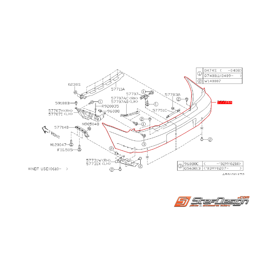 Pare choc arrière subaru WRX 03-07 Break