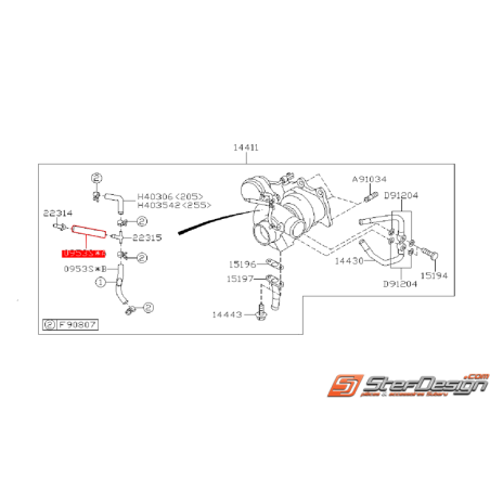 Durite d'air de turbo SUBARU WRX 01-05