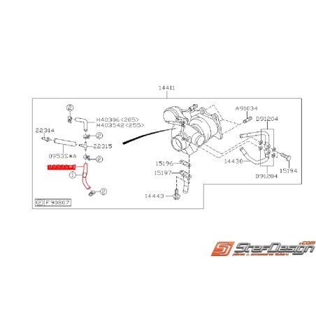 Durite d'air de turbo origine SUBARU WRX 01-07