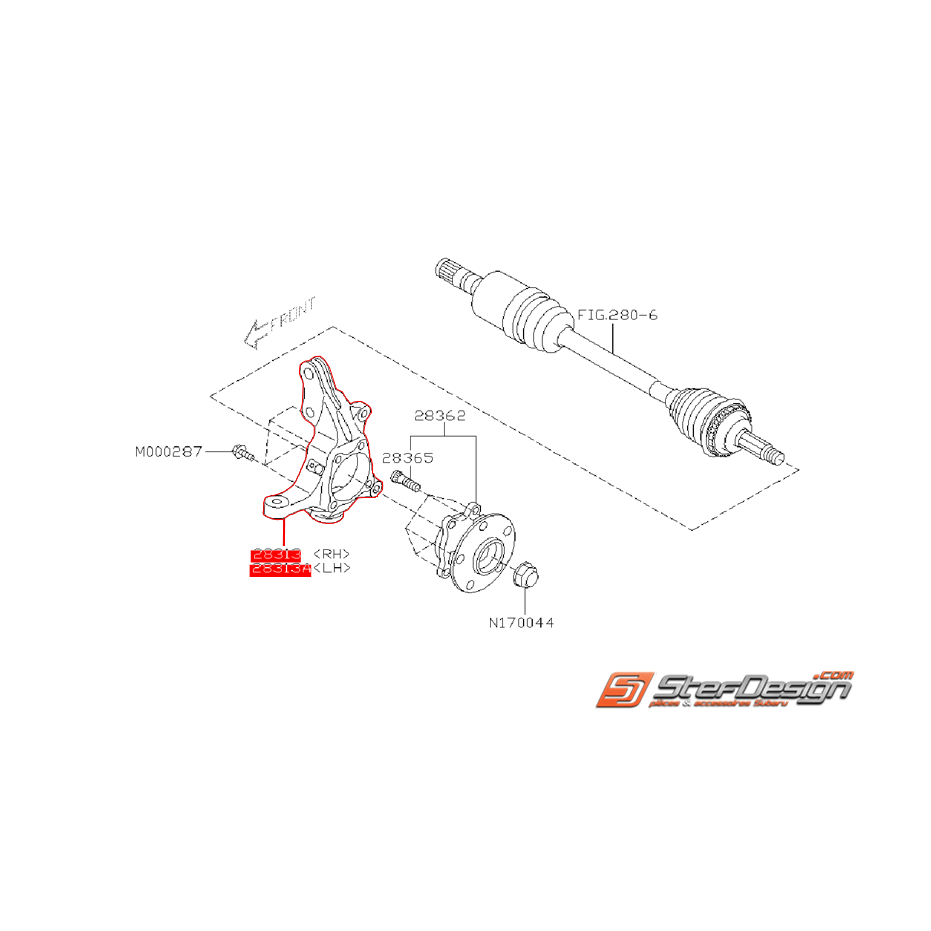 Porte moyeux avant STI 01/04/2004 au 20/06/2005