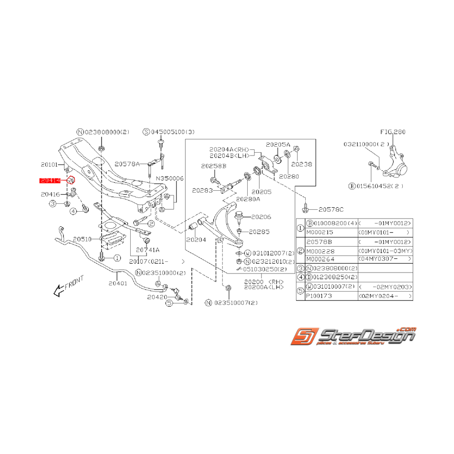 Silent bloc de barre stabilisatrice avant WRX/STI 01-07