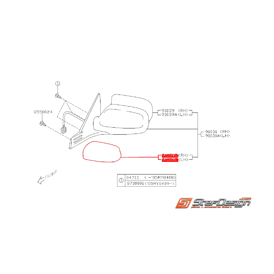 Couvercle de rétroviseur WRX/STI 03-07