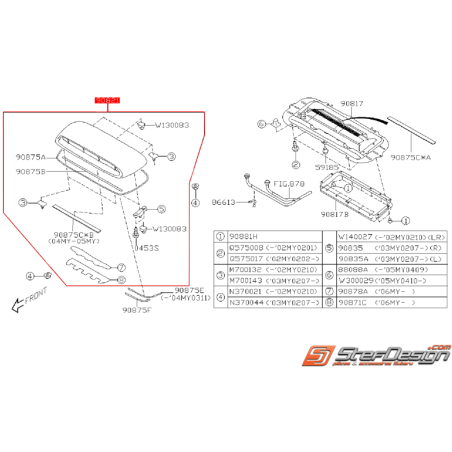 Prise d'air de capot origine subaru WRX/STI 06-07