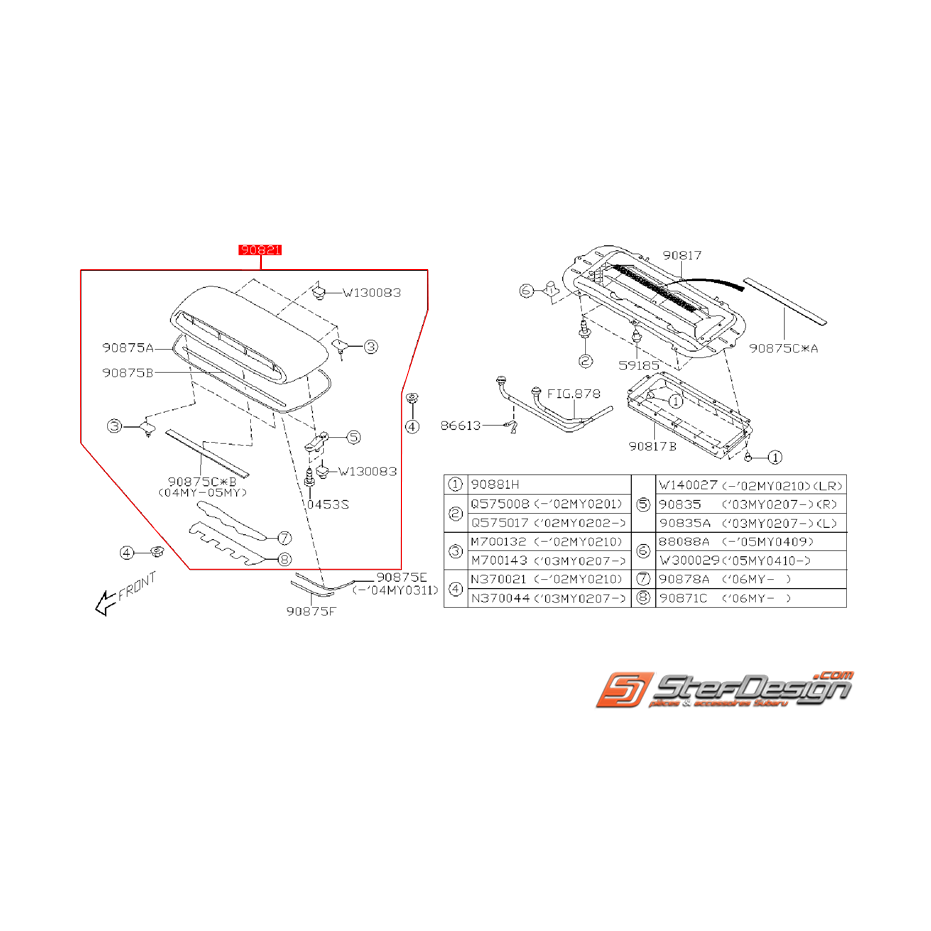 Prise d'air de capot origine subaru WRX/STI 06-07 Prise d'air de capot origine subaru WRX/STI 06-07