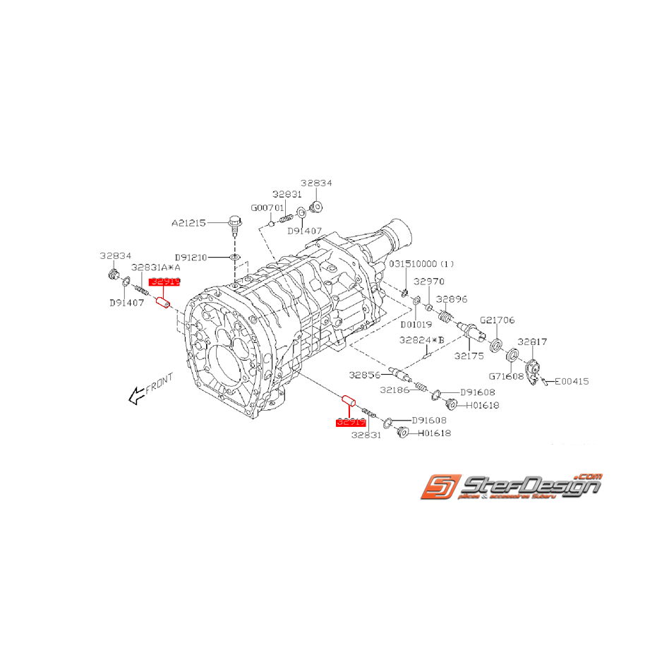 Axe de verrouillage boite 6 vitesses STI 01-07