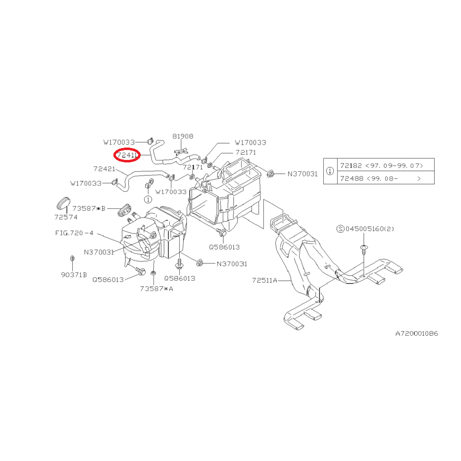 Durite entrée de chauffage subaru GT 98-00 Durite entrée de chauffage subaru GT 98-00