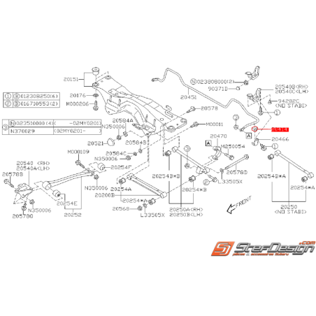 Silent bloc de barre anti-roulis arrière origine subaru WRX 01-04