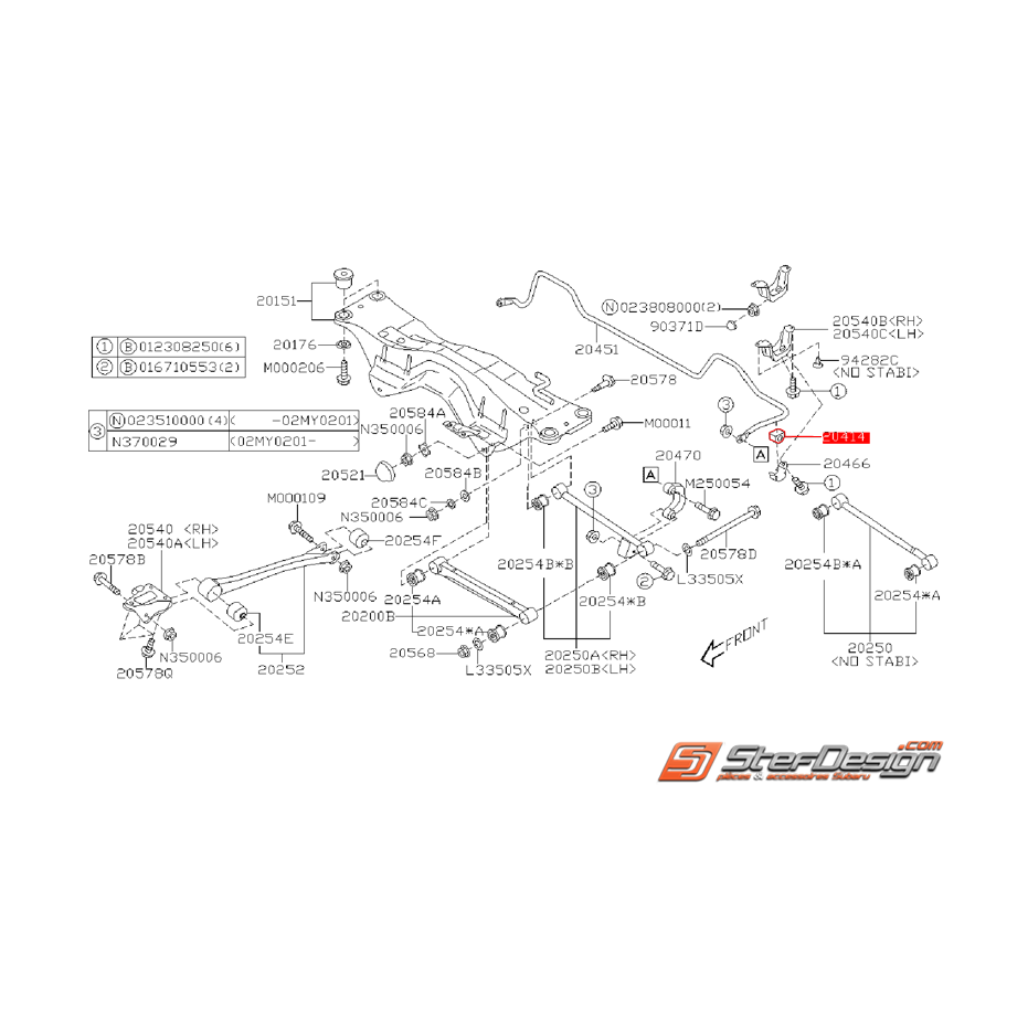 Silent bloc de barre anti-roulis arrière origine subaru WRX 01-04