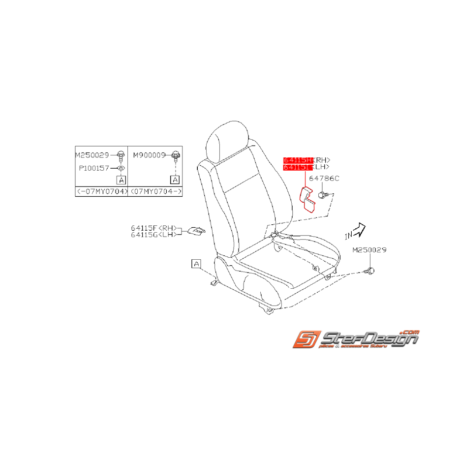 Cache vis de siège avant WRX/STI 03-07