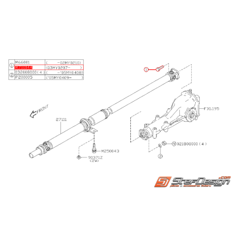 Vis de fixation d'arbre de transmission WRX/STI 03-14 