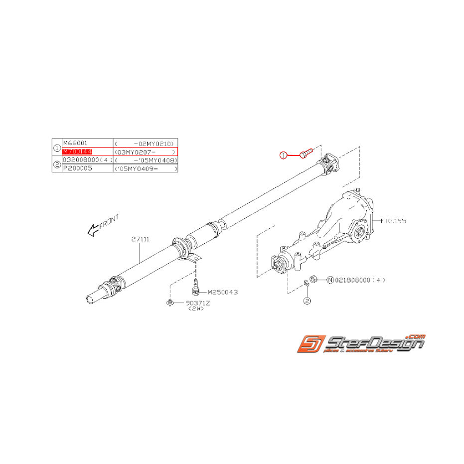 Vis de fixation d'arbre de transmission WRX/STI 03-14  Vis de fixation d'arbre de transmission WRX/STI 03-14