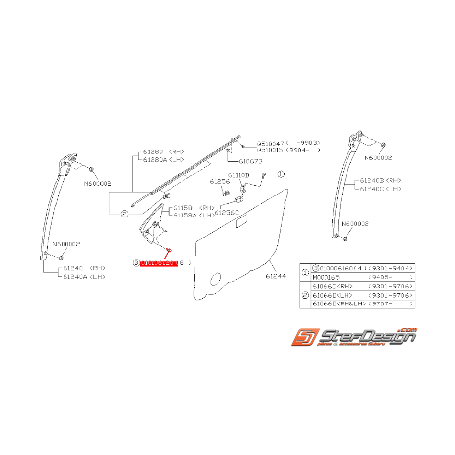Vis de fixation de gousset rétroviseur GT 93-00 Vis de fixation de gousset rétroviseur GT 93-00