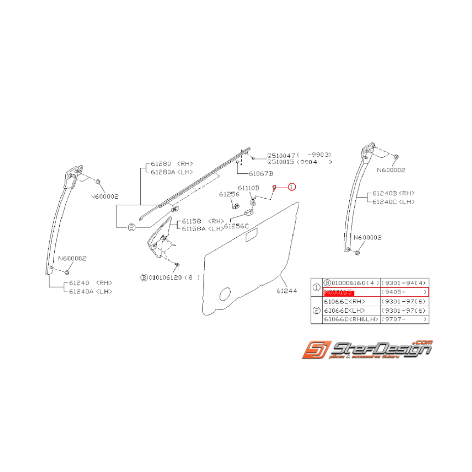 Vis fixation support lèche-vitre avant GT du 05/1994 à 2000 Vis fixation support lèche-vitre avant GT du 05/1994 à 2000
