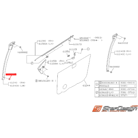 Ecrou auto-bloquant porte SUBARU IMPREZA GT 93-00