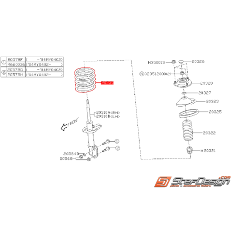 Ressort amortisseur avant origine subaru WRX 01-02