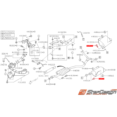 Vis de fixation intermédiaire/silencieux WRX 09-11 STI 09-14