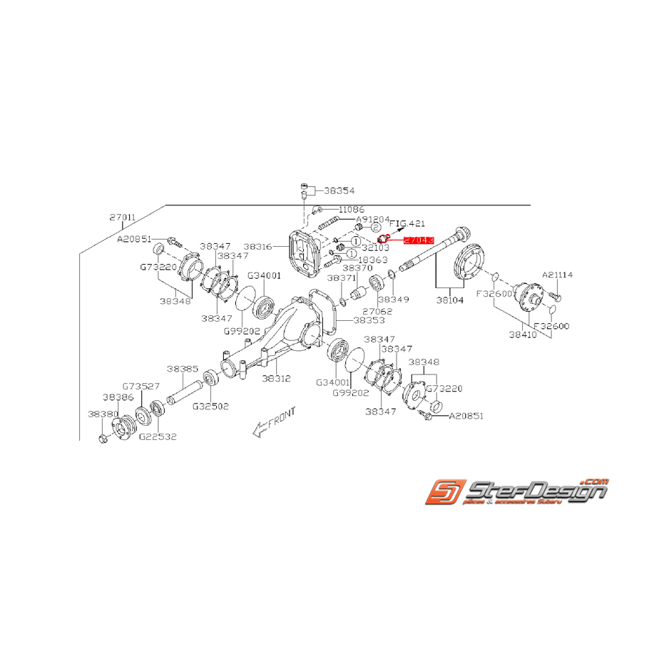 Contacteur de température de pont arrière subaru STI 08-14