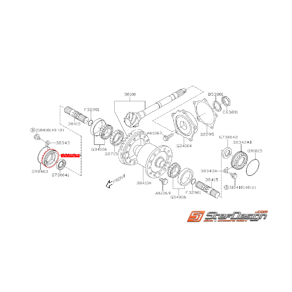Cloche de boite 6 vitesses côté droit passager STI 01-03