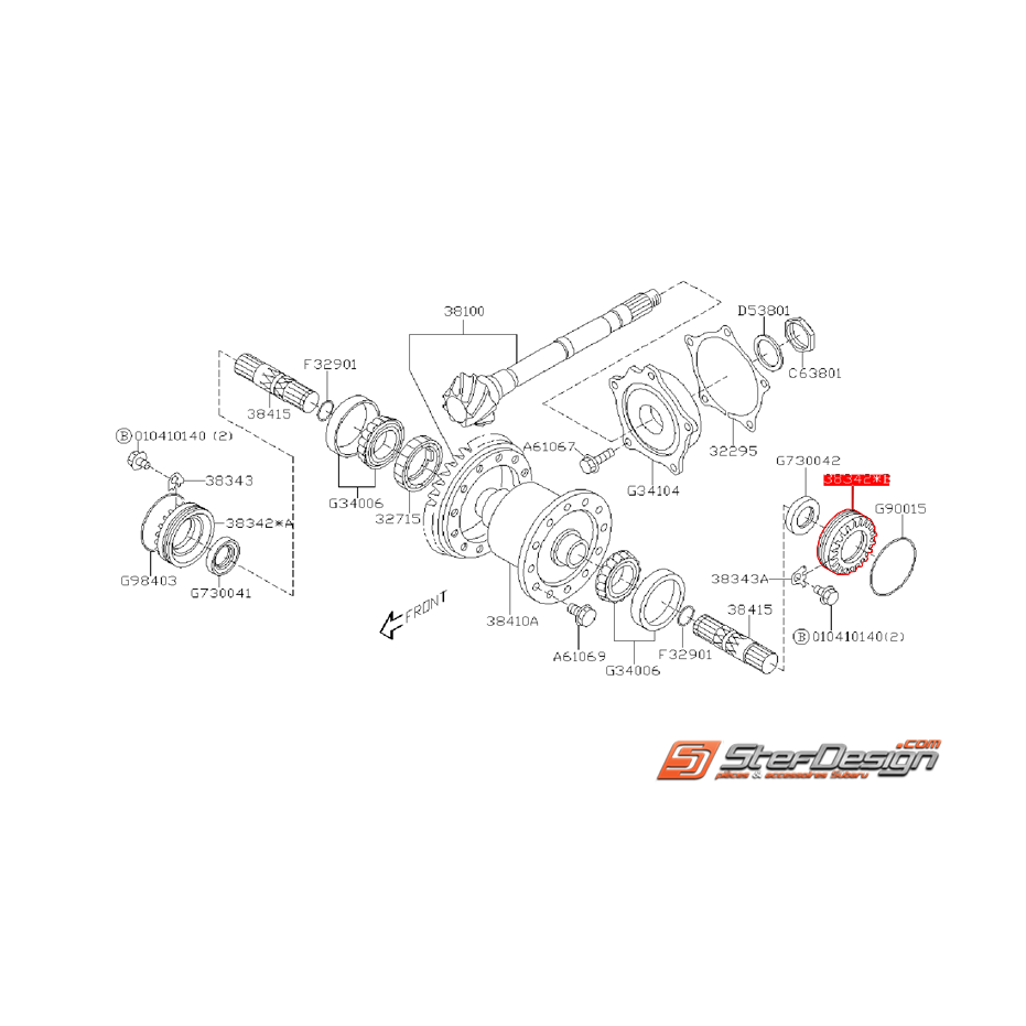 Cloche de boite 6 vitesses côté gauche conducteur STI 01-03