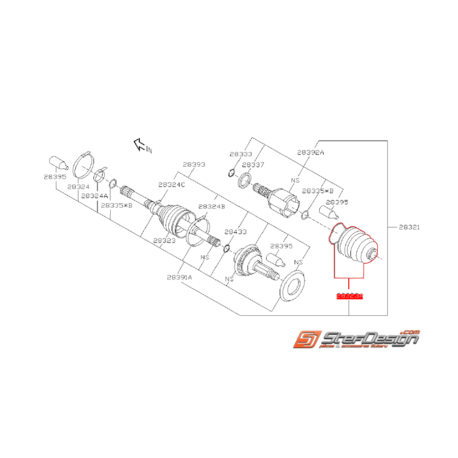 Soufflet de cardan avant côté boite FORESTER 2005