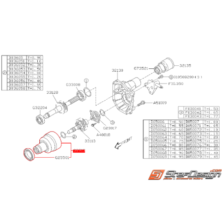 Différentiel central subaru GT 99-00 WRX 01-07 boite 5 vitesses