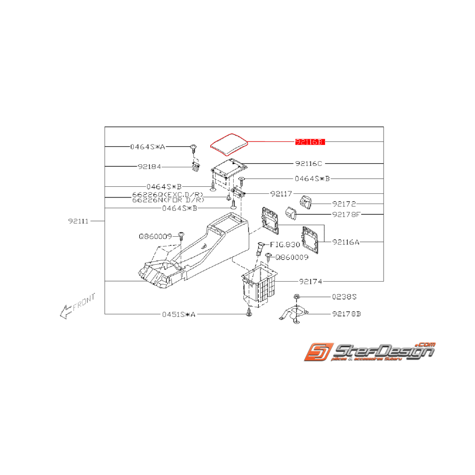 Couvercle de console centrale WRX 2002 Break Couvercle de console centrale WRX 2002 Break