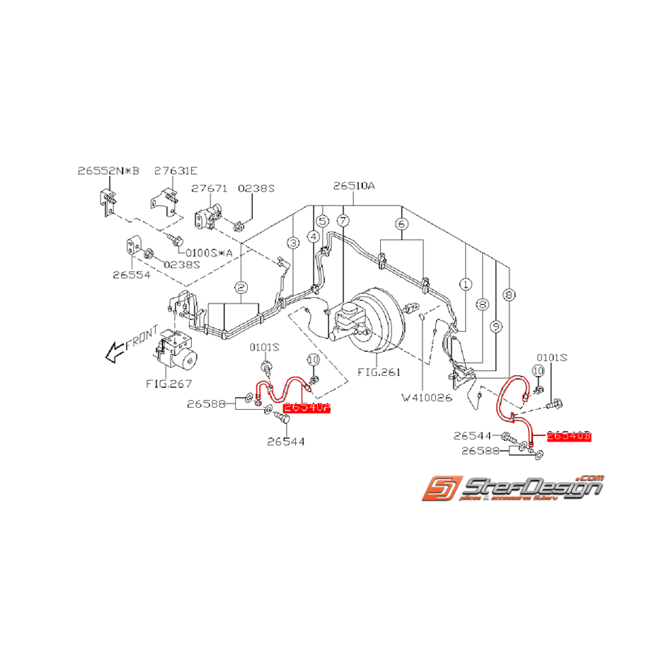 Durite de frein avant origine subaru STI 04-07 Durite de frein avant origine subaru STI 04-07