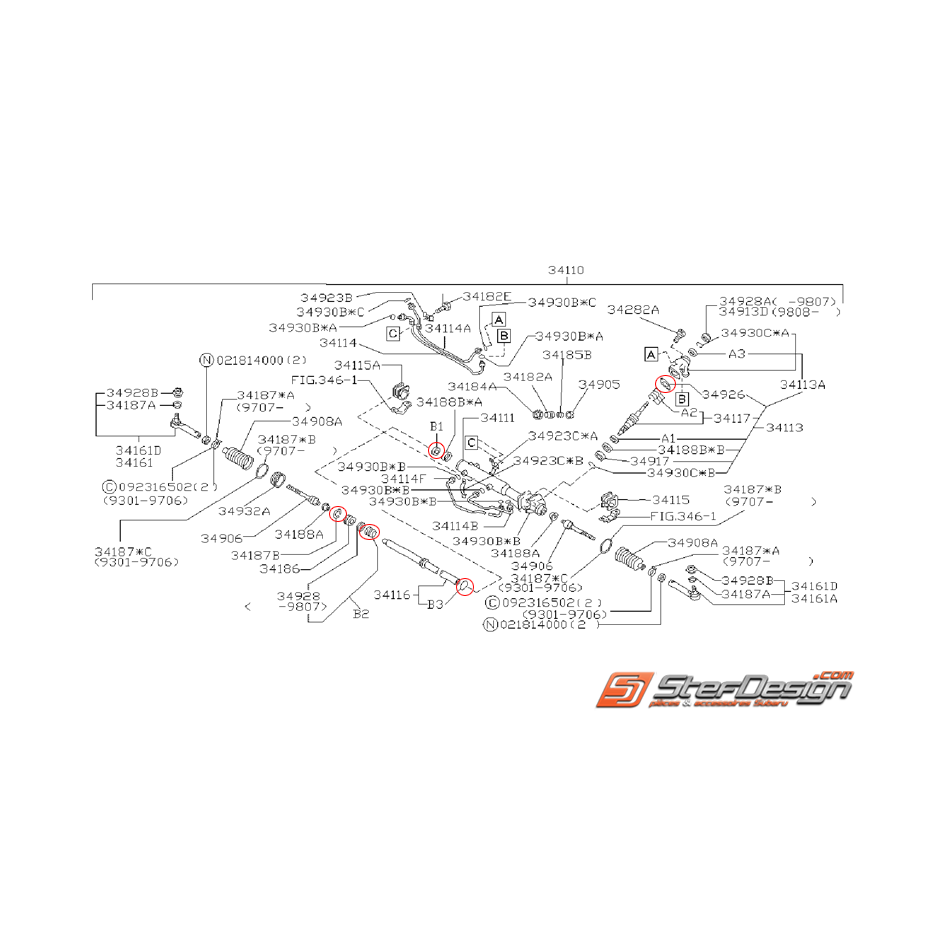 Kit de réparation de crémaillère SUBARU GT 94-97 Kit de réparation de crémaillère SUBARU GT 94-97