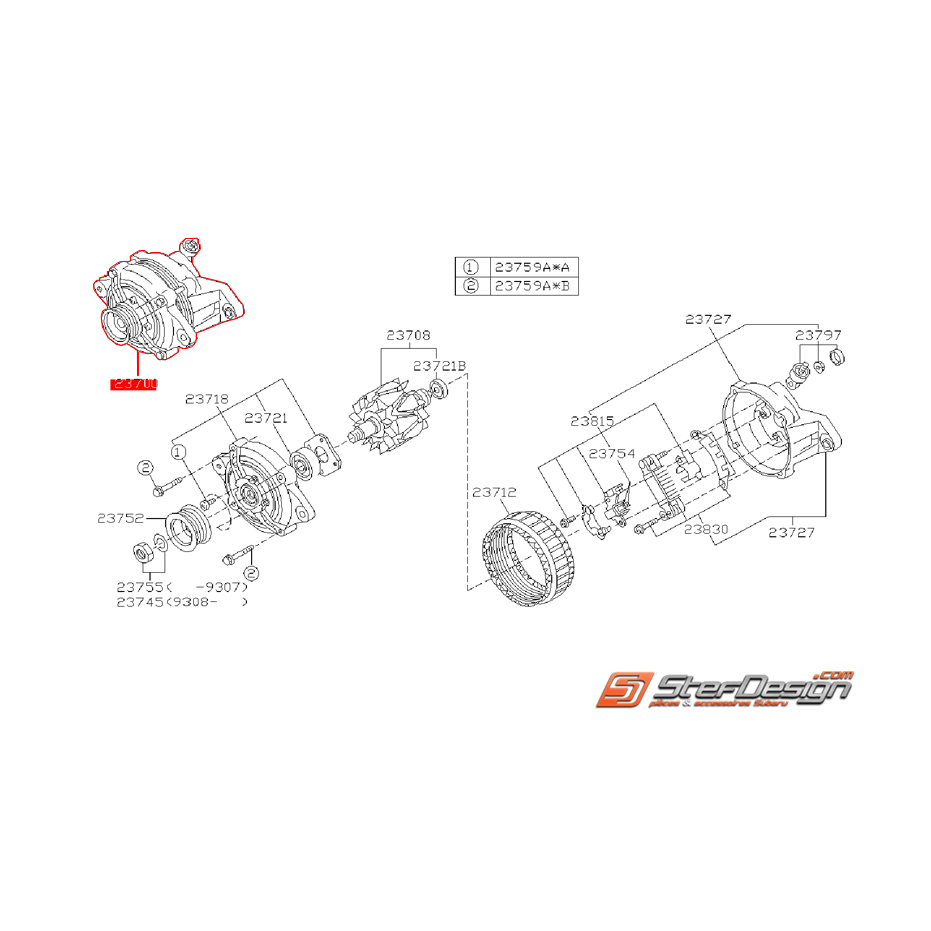 Alternateur origine subaru GT 99-00 WRX/STI 01-02