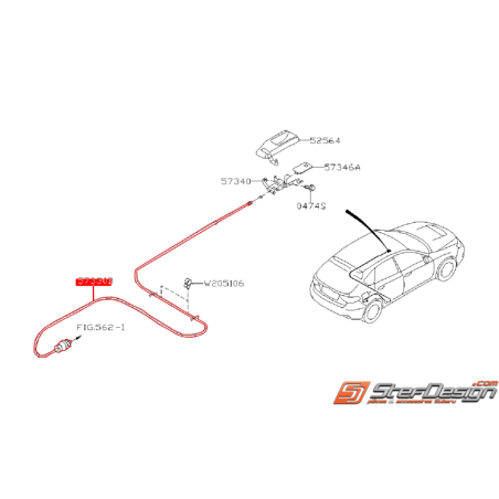 Câble ouverture de trappe a essence WRX/STI 08-14