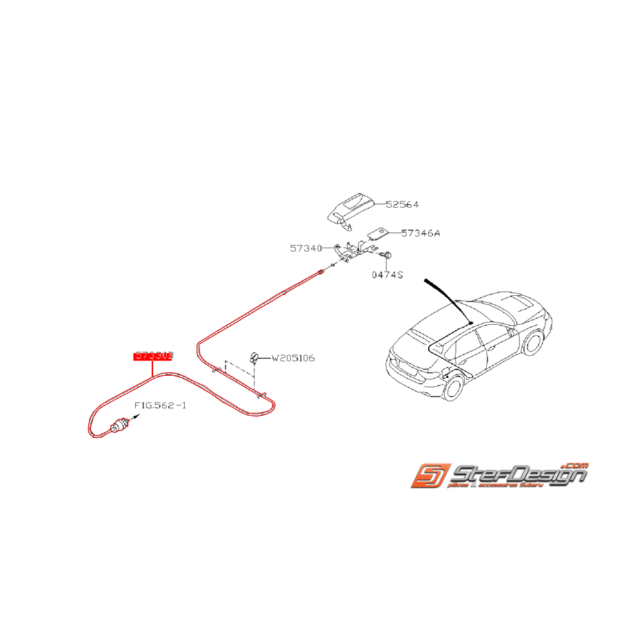 Câble ouverture de trappe a essence WRX/STI 08-14