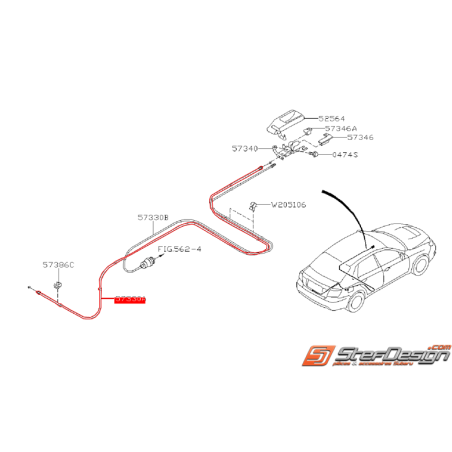 Câble d'ouverture de coffre SUBARU STI 11-14