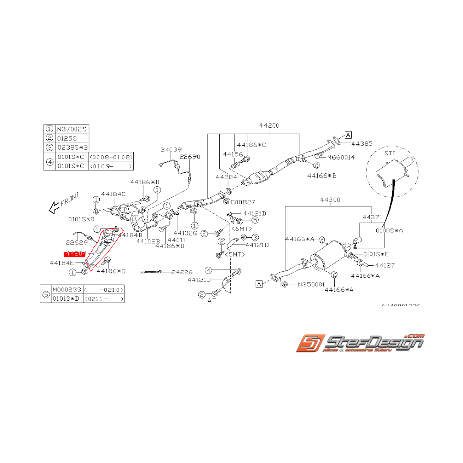 Up pipe origine subaru GT 97-00 STI 01-05