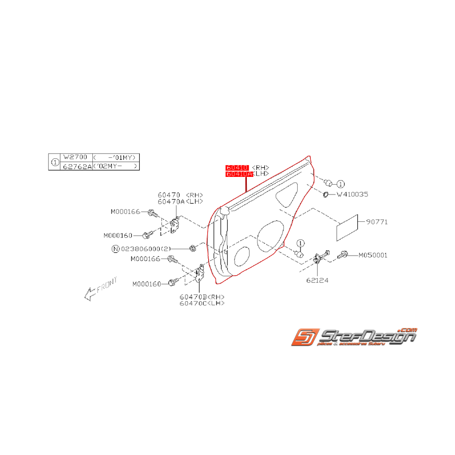 Porte arrière STI 01-02