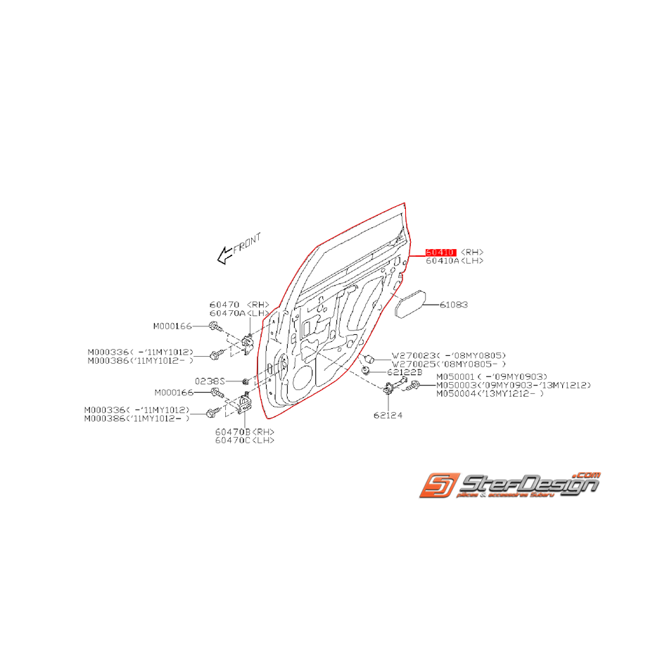 Porte arrière SUBARU WRX 08-11