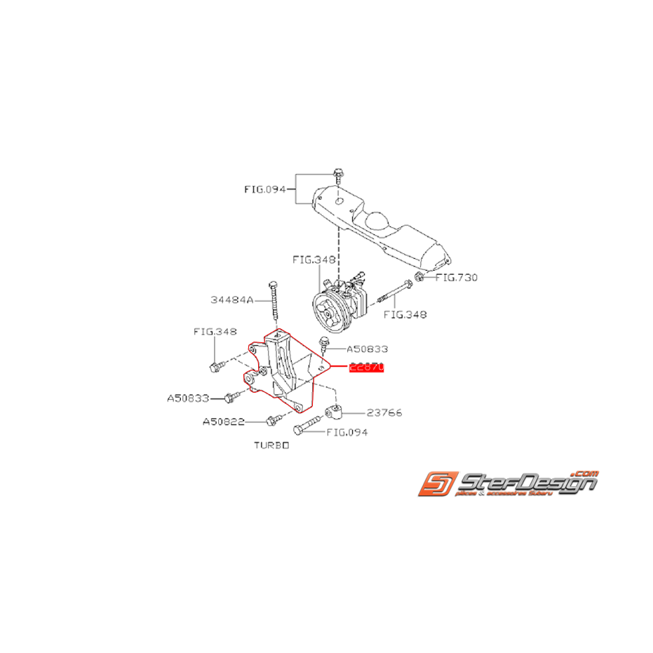 Support de pompe de direction assistée WRX/STI 01-02