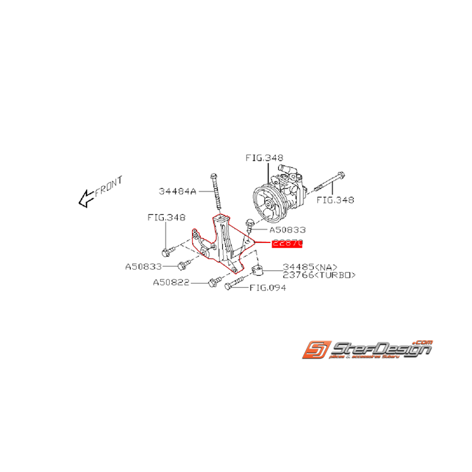 Support de pompe de direction assistée WRX/STI 03-07