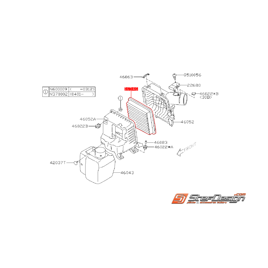 Filtre a air origine subaru Legacy 04-05