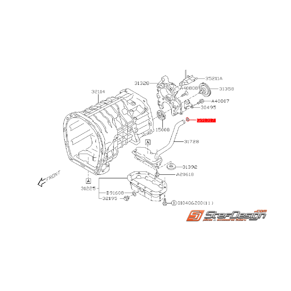 Joint torique de crépine de boite 6 vitesse STI 2001-2007