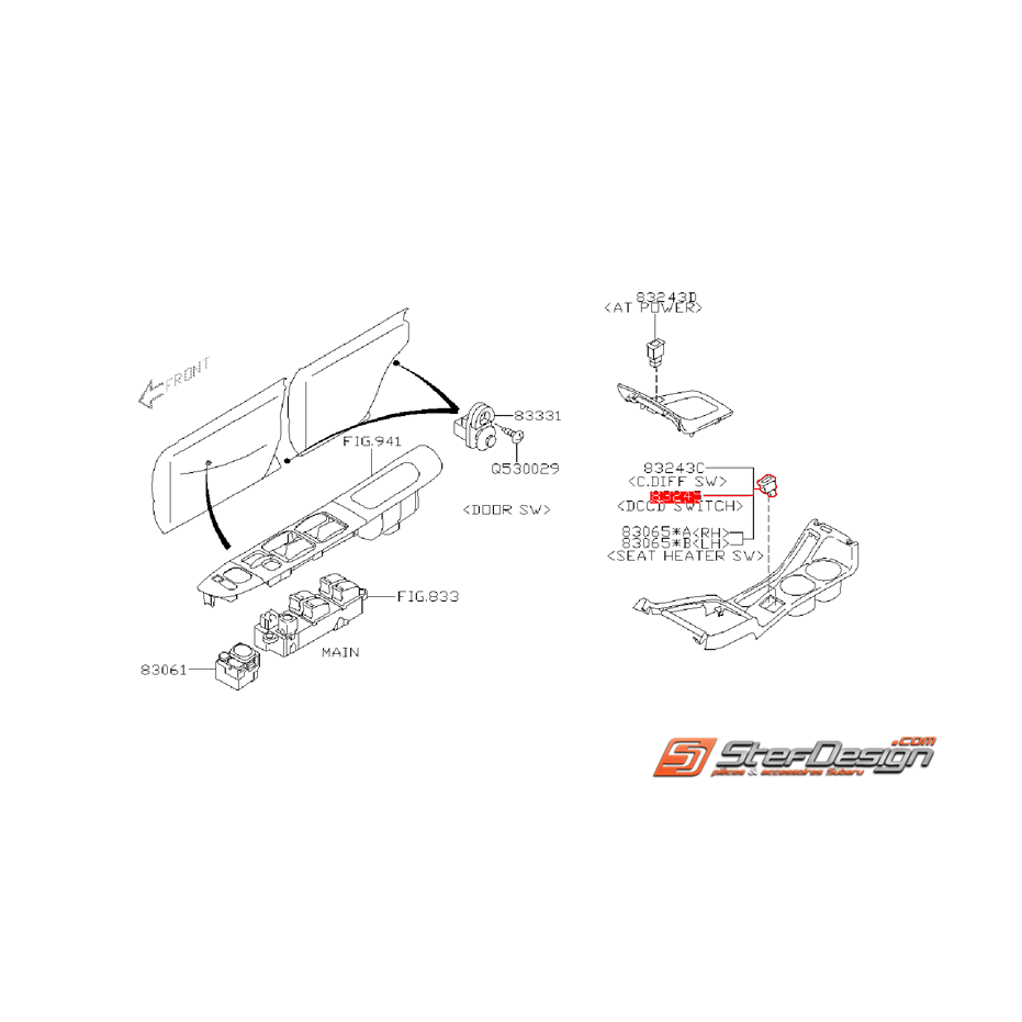 Interrupteur DCCD SUBARU STI 06-07