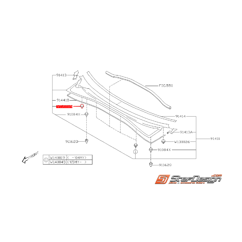 Clips de baie de pare brise WRX/STI 01-07